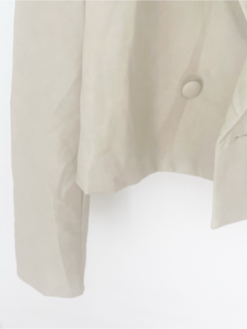 Avec Les Filles light cream cropped double-breasted blazer size large - Picture 3 of 5